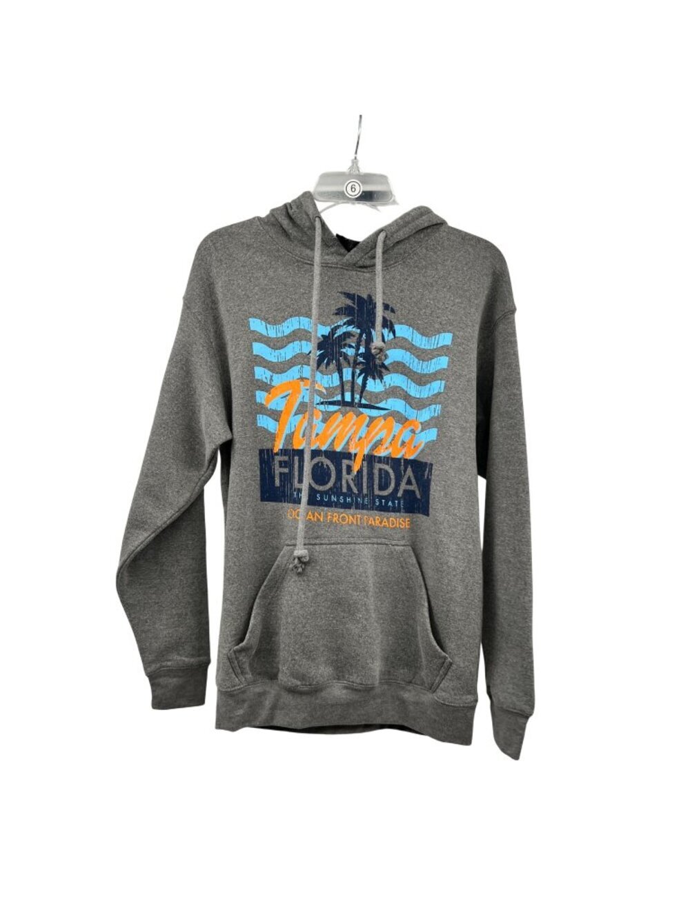 Blue Kay Womens Tampa Florida Graphic Hoodie Pullover Gray/Multi Size Small